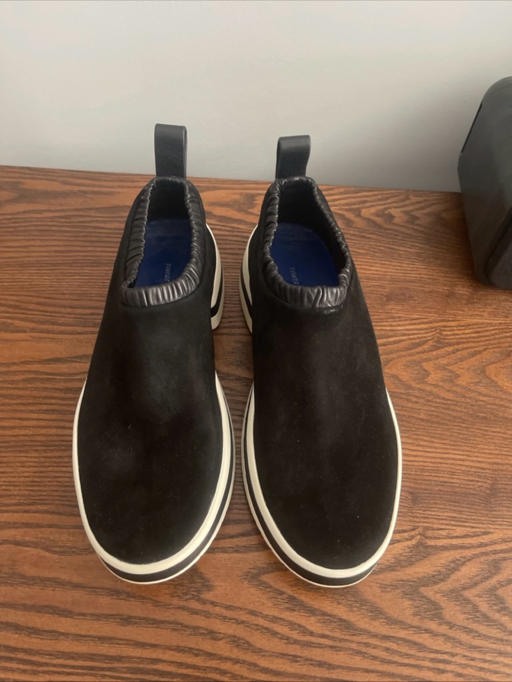 Stuart Weitzman Black Suede Slip-On Chelsea Sneakers